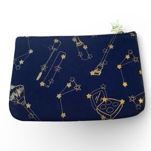 Navy Cosmetic Pouch with Gold Makeup Print